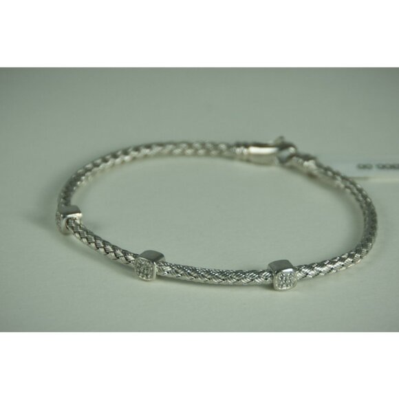3 DIAMOND STATION BRAIDED BRACELET, ROSE GOLD, STERLING SILVER (.925) BASE - Picture 7 of 12